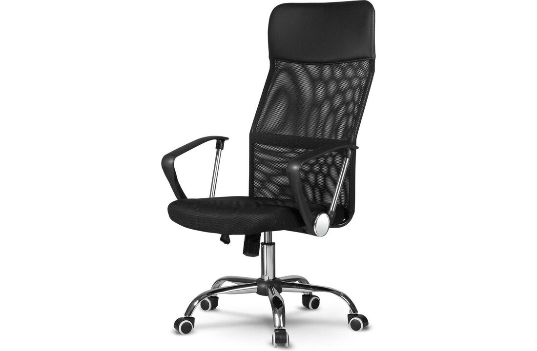 Bureaustoel mesh armleuning, zwart, kunstleer, 45x49x110 cm