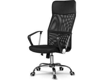 Bureaustoel mesh armleuning, zwart, kunstleer, 45x49x110 cm