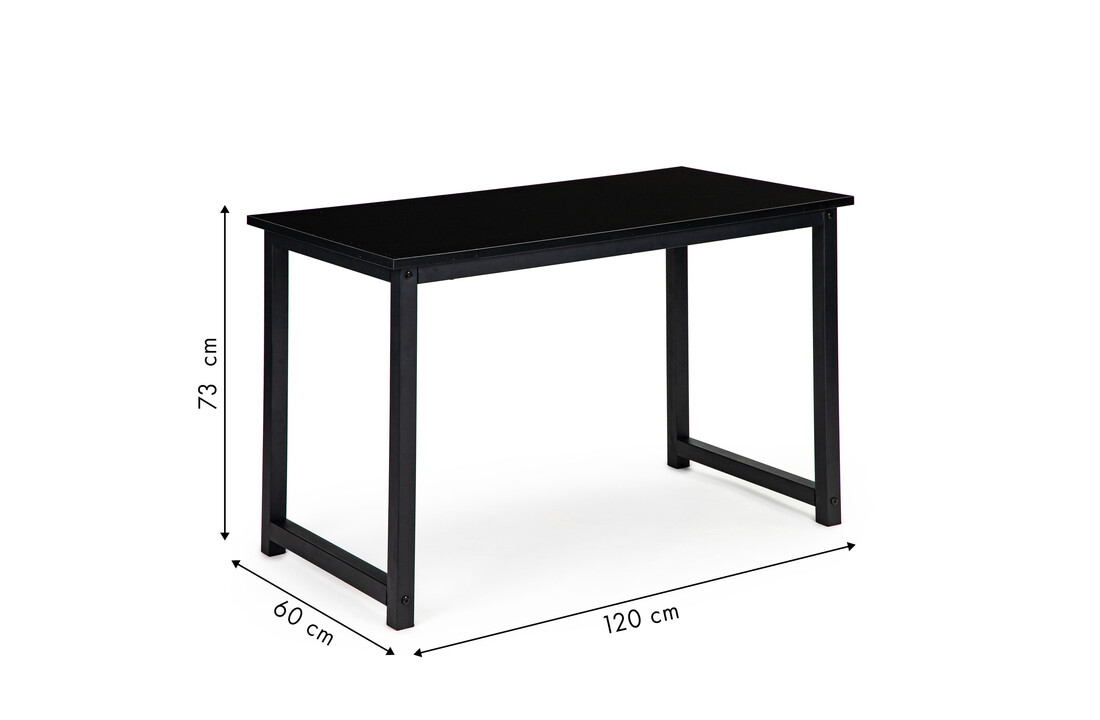 Bureau zwart 120x60 cm - 73cm hoog, gelamineerd spaanplaat & metaal