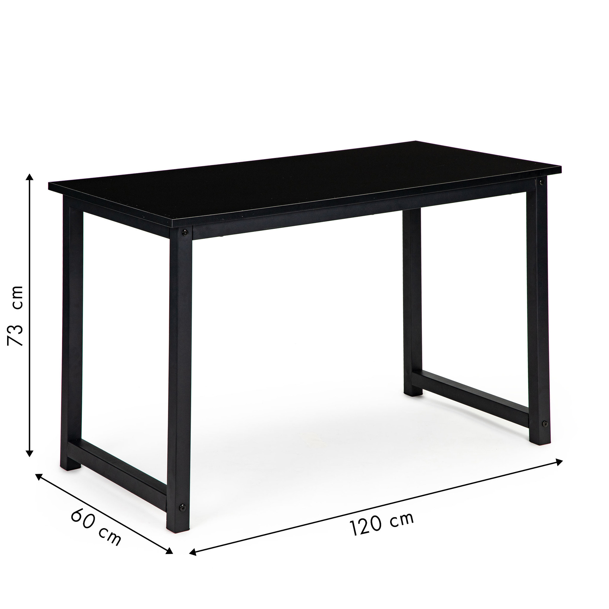 Bureau kantoor zwart 120x60x73cm, gelamineerd spaanplaat/metaal