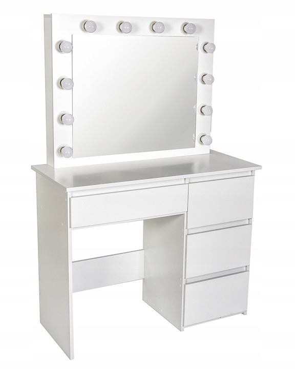 Kaptafel met spiegel en led - Wit MDF 140x94x43cm