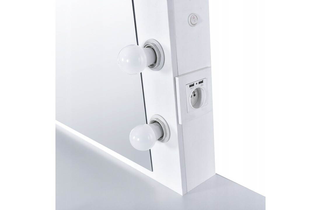Kaptafel met spiegel en led - Wit MDF 140x94x43cm