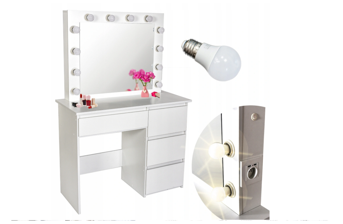 Kaptafel met USB en stopcontact - Wit MDF - 140x94x43cm