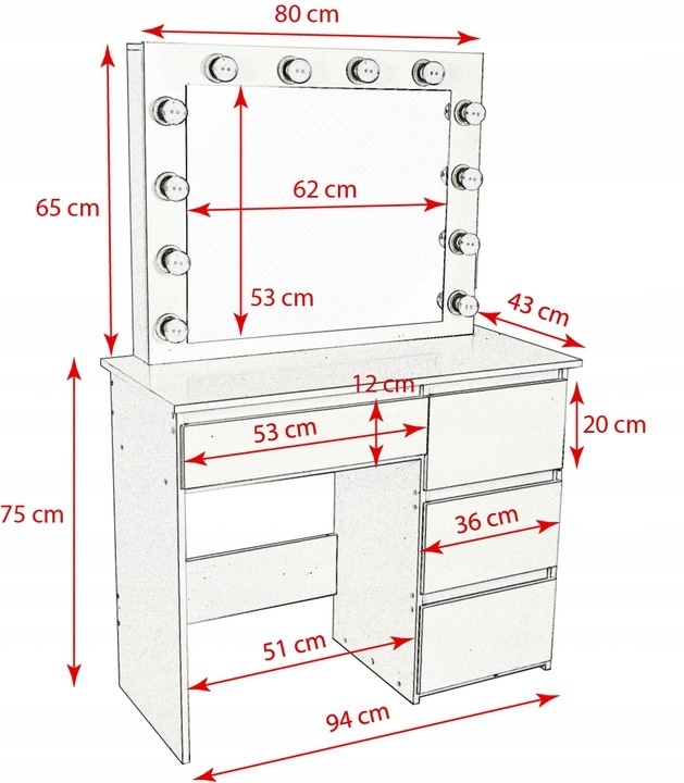 Kaptafel met veel lades - Modern Wit MDF, 140x94x43cm