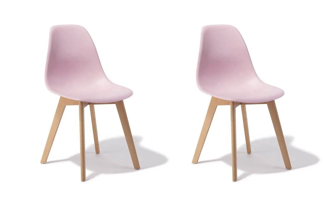 Eetkamerstoelen roze - Set van 2 - Scandinavisch design - Beukenhout