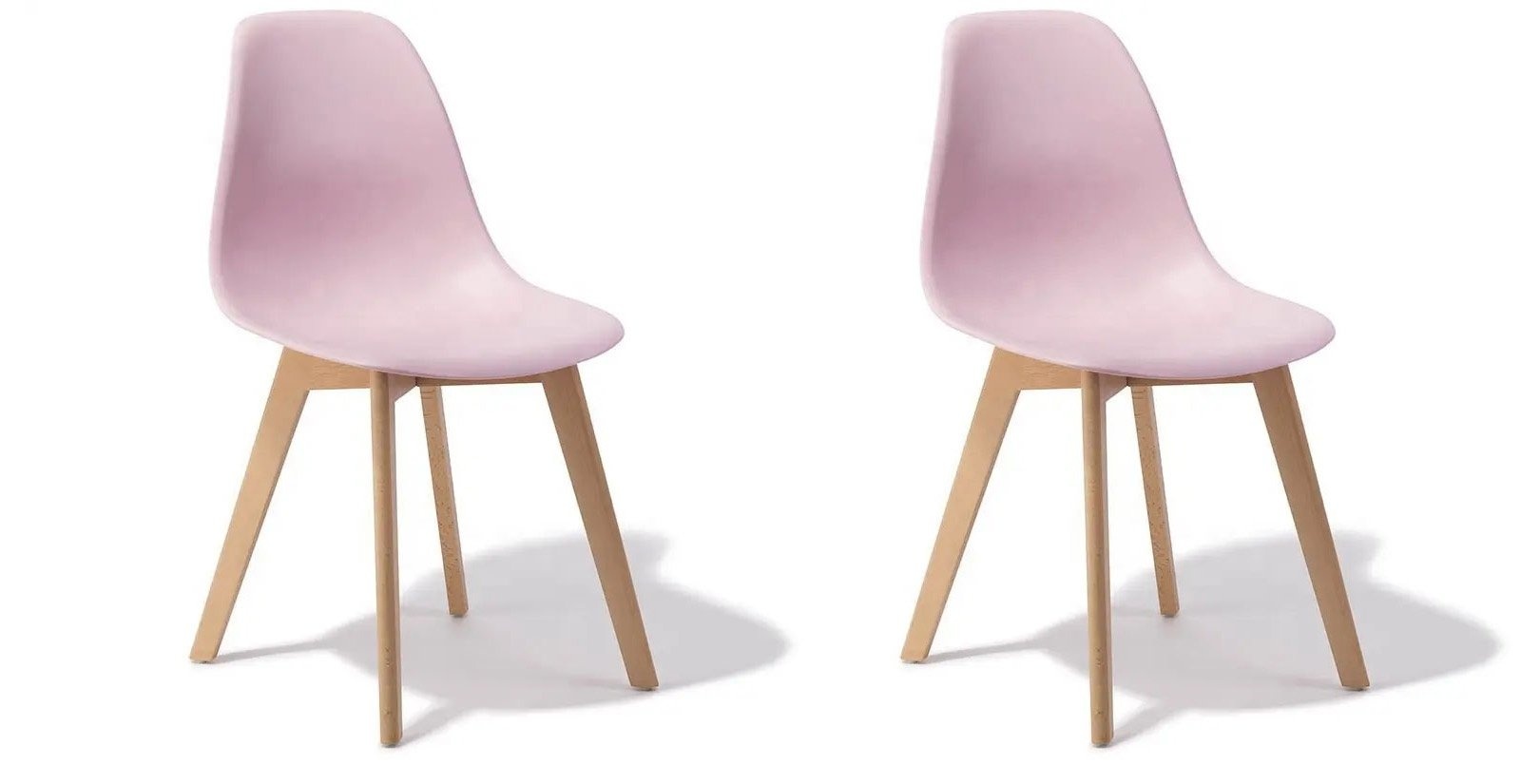 Set eetstoelen roze - Scandinavisch design, polypropyleen & beukenhout