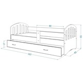 Peuterbed met lade - 140x80cm Hout - Grijs/Roze