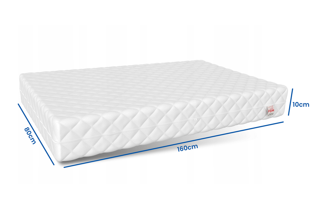 Matras 80x160 koudschuim: H2+H3, 10cm dik, wit