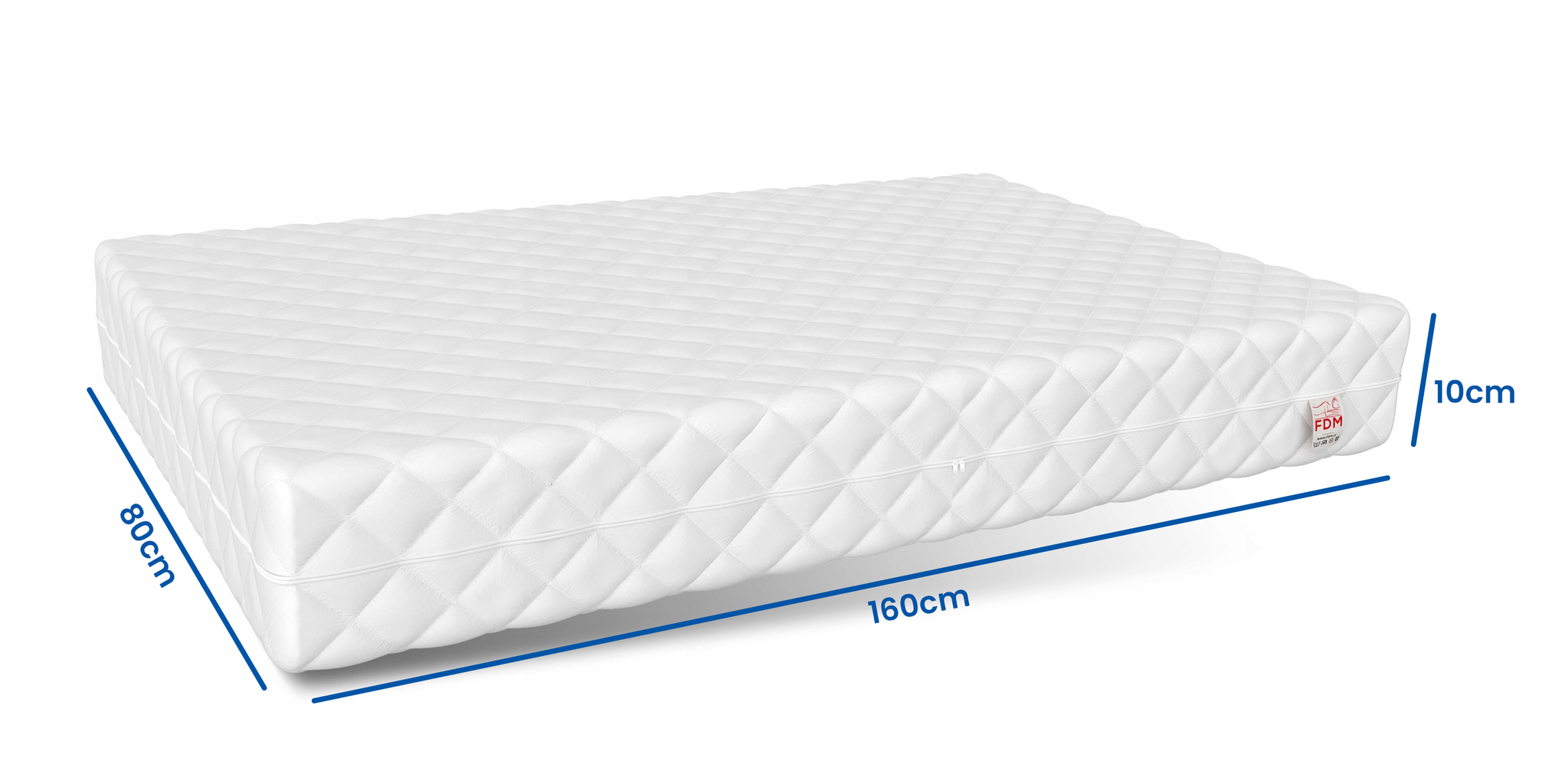 Matras kokosvezel 80x160 - koudschuim - 10cm - H2+H3 - Wit