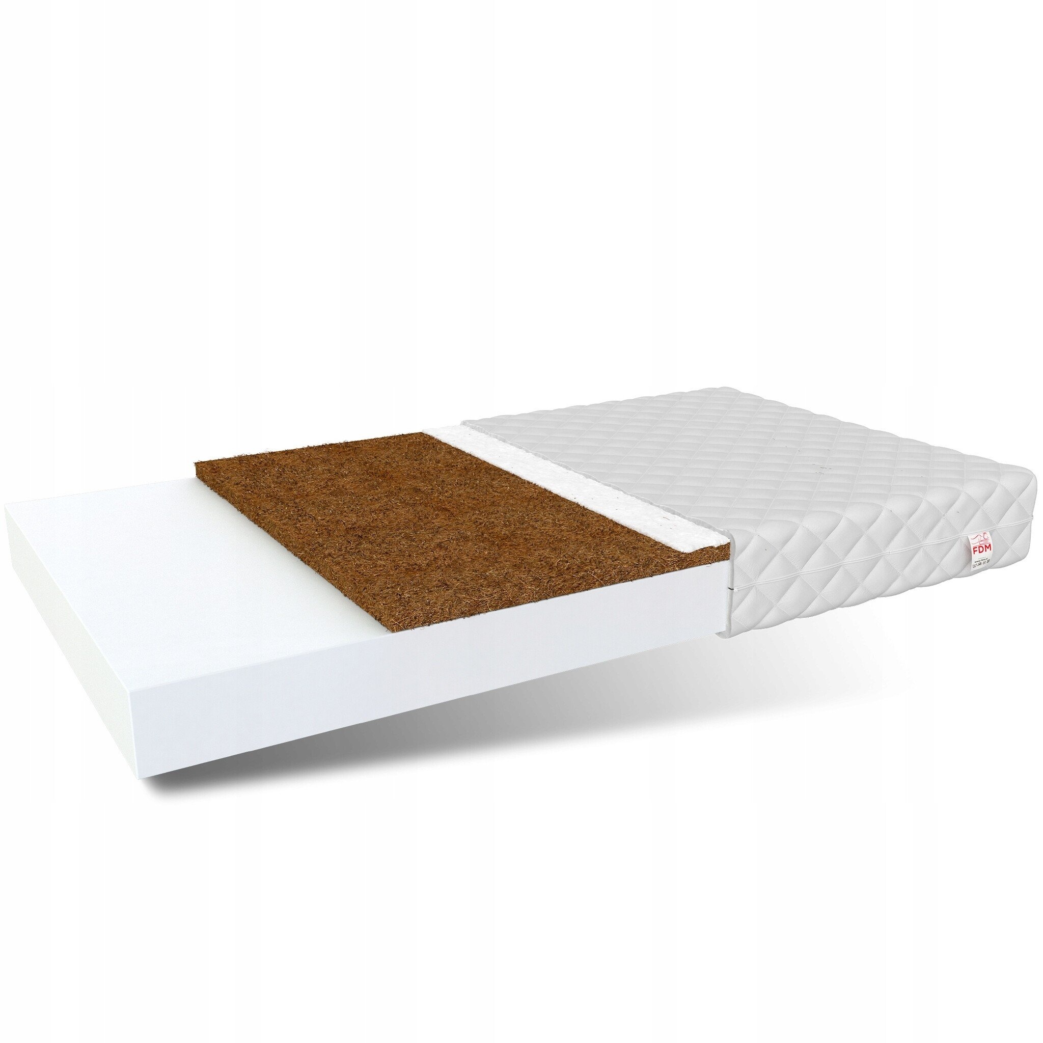 Matras kokosvezel 80x160 - koudschuim - 10cm - H2+H3 - Wit