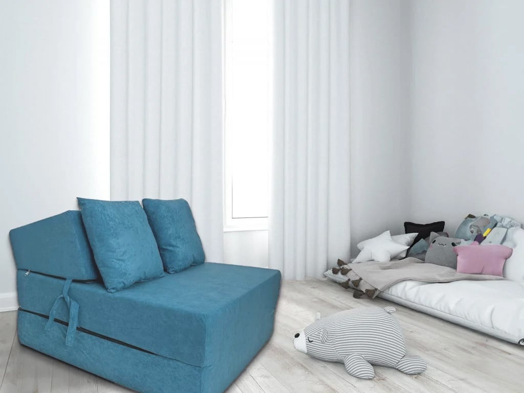 Logeermatras blauw | Opvouwbaar 200x70x15cm Foam