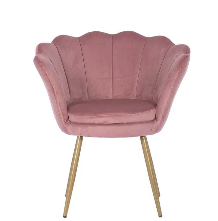 Roze fauteuil schelp: Velvet, Goud, 58x51x88 cm