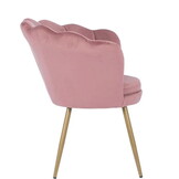 Roze fauteuil schelp: Velvet, Goud, 58x51x88 cm