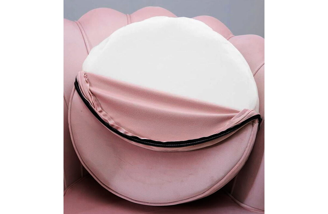 Roze fauteuil schelp: Velvet, Goud, 58x51x88 cm