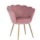 Fluwelen fauteuil roze goud - Schelpstoel, 58x51x88cm, Velvet