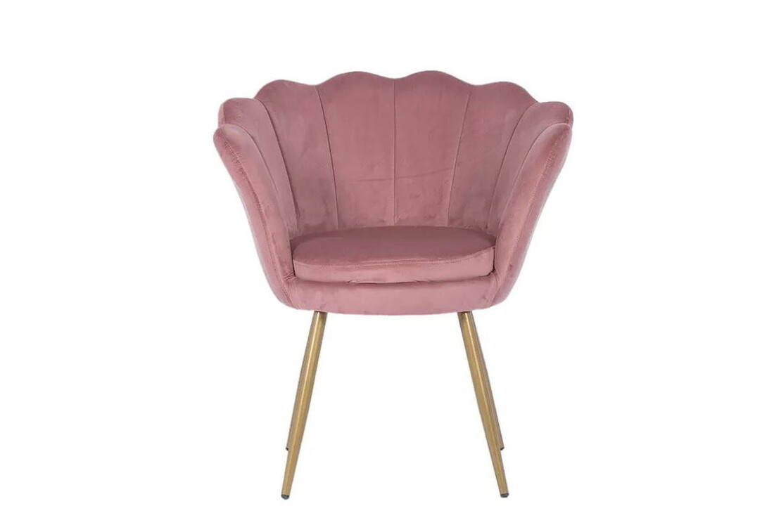 Fluwelen fauteuil roze goud - Schelpstoel, 58x51x88cm, Velvet