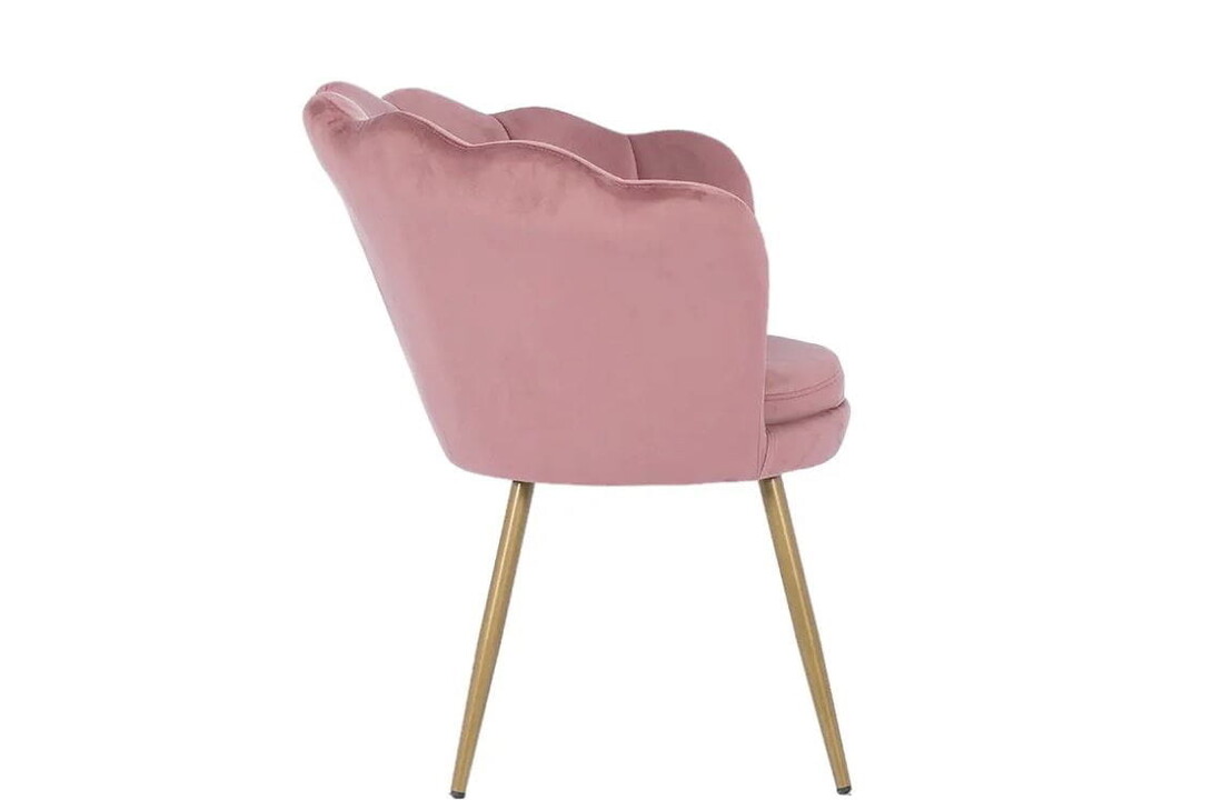 Fluwelen fauteuil roze goud - Schelpstoel, 58x51x88cm, Velvet