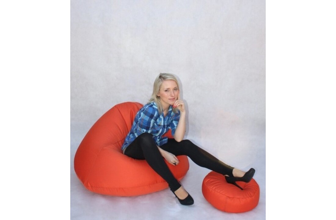 XXL zitzak fauteuil oranje, 70x100x100cm, polyester & kunstleer