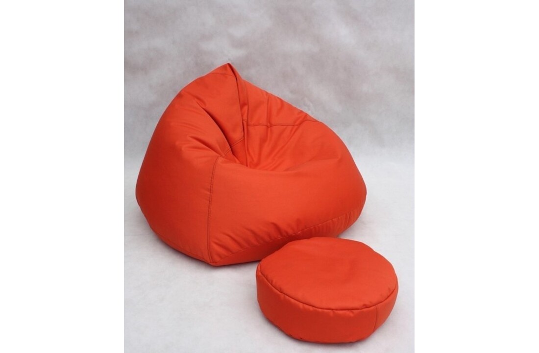 Oranje zitzak met poef XXL - 70x100x100 cm - Polyester/Kunstleer