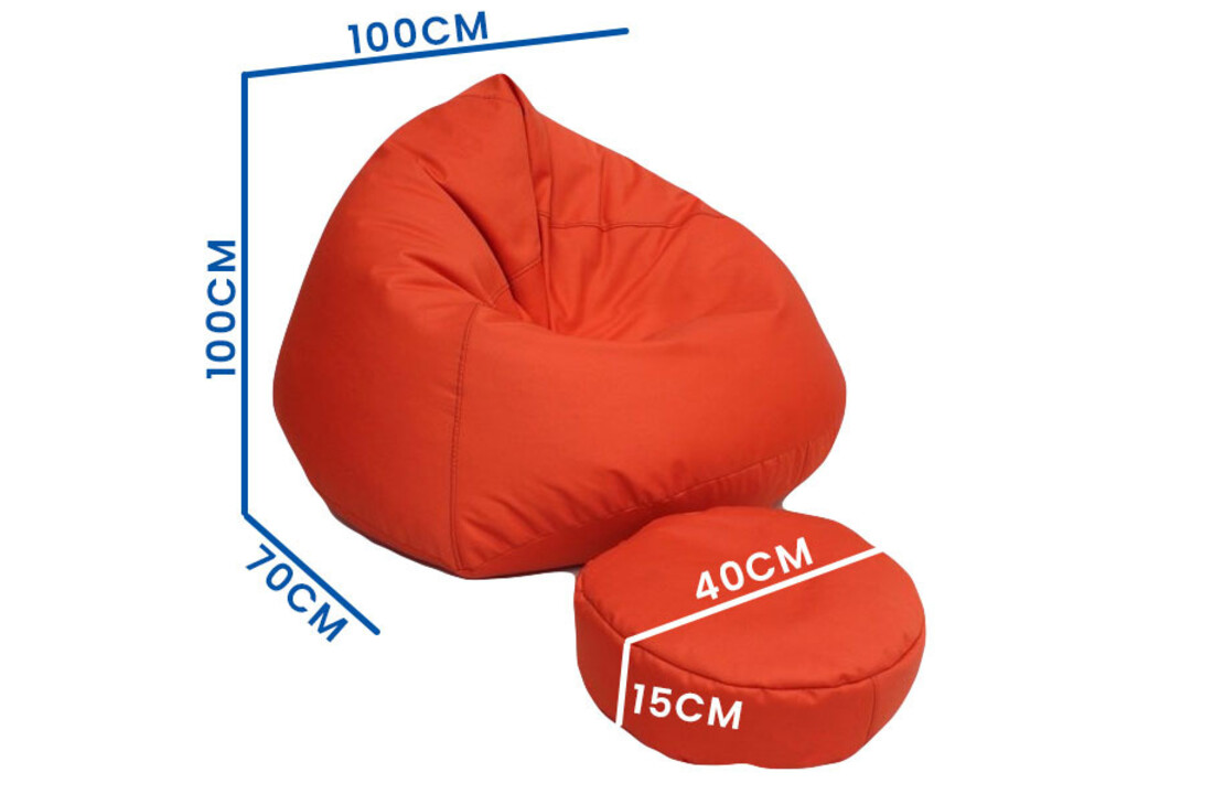 Zitzak loungestoel XXL oranje - 70x100x100cm polyester, EPS-kralen