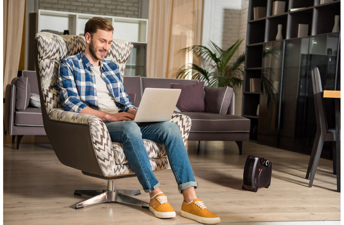 Keramische kachel klein - 1000/2000W, zwart, compact, verticaal/horizontaal