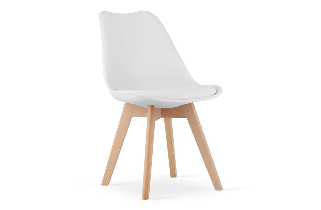 Witte kuipstoel (4 stuks) - Eco-leer & Beuken - 47cm Zithoogte