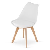 Set van 4 eetkamerstoelen - Witte kuipstoelen met beukenhouten poten