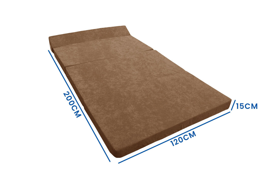 Logeermatras 120x200 foam, lichtbruin, met wasbare hoes