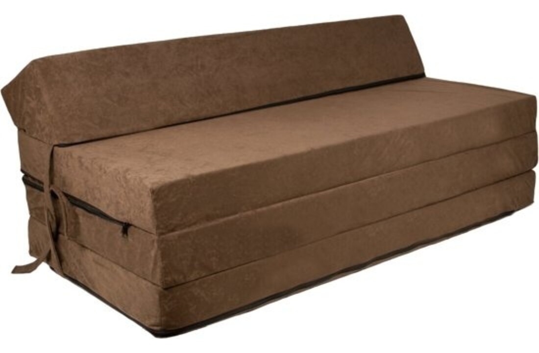 Vouwmatras gastenbed 200x120cm lichtbruin foam, wasbare hoes