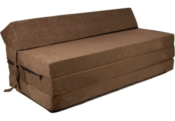 Vouwmatras gastenbed 200x120cm lichtbruin foam, wasbare hoes