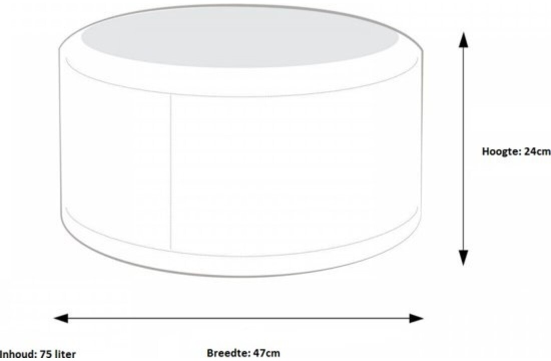 Zwarte poef kunstleer - 47x24cm - Rond - Zwart kunstleer