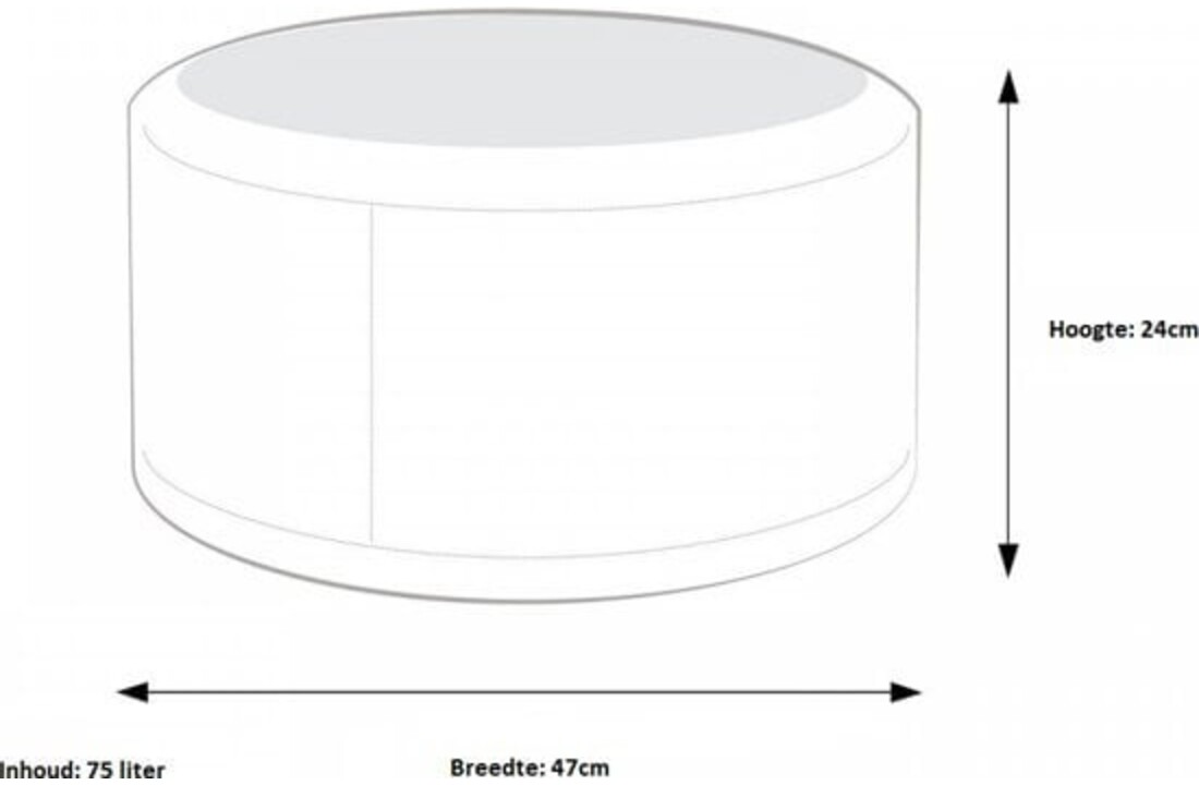 Poef set rond - zwart kunstleer - 47cm diameter x 24cm hoog