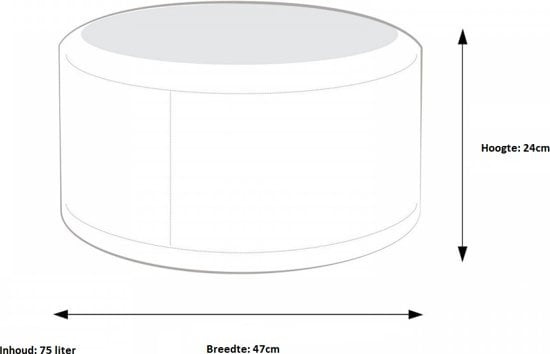 Poef set rond - zwart kunstleer - 47cm diameter x 24cm hoog