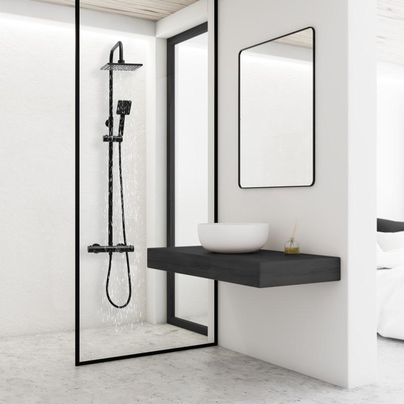 Doucheset thermostaatkraan zwart - 20cm regendouche | Messing