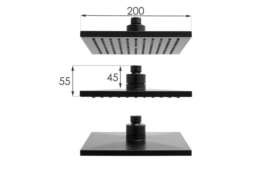 Doucheset thermostaatkraan zwart - 20cm regendouche | Messing