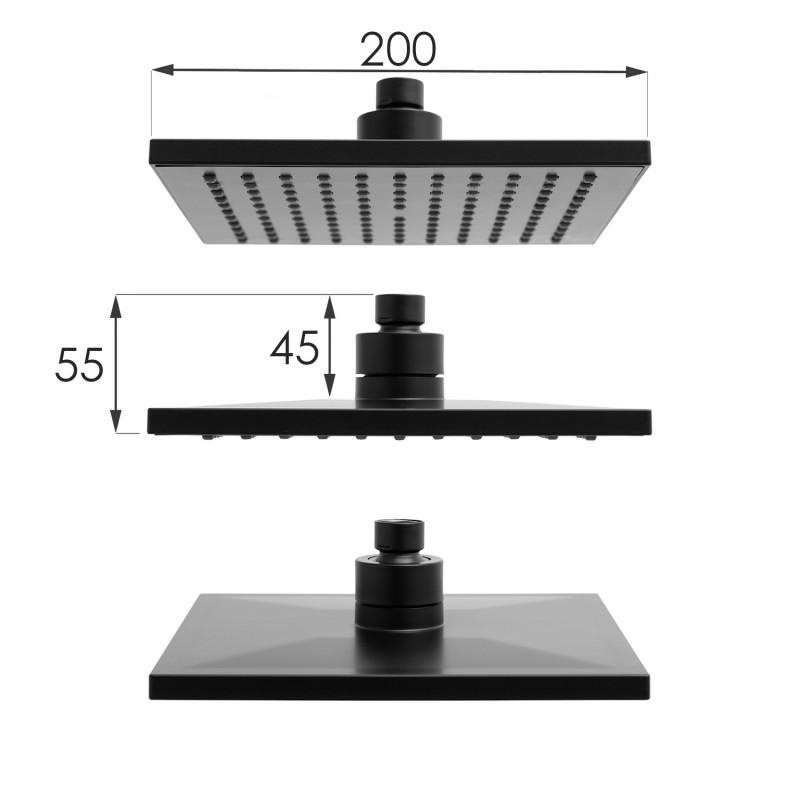 Doucheset thermostaatkraan zwart - 20cm regendouche | Messing
