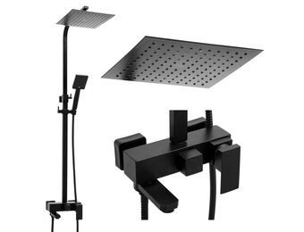 Doucheset regendouche zwart | Matzwart | 25cm | ABS & Messing