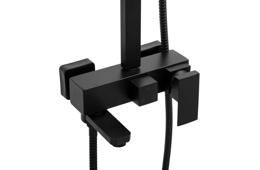 Doucheset regendouche zwart | Matzwart | 25cm | ABS & Messing