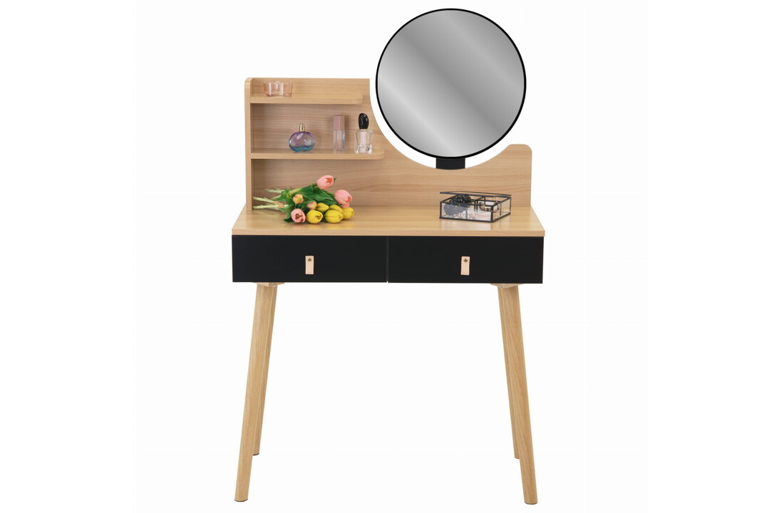 Kaptafel spiegel zwart | Scandi | 120x80x40cm | MDF & Beukenhout