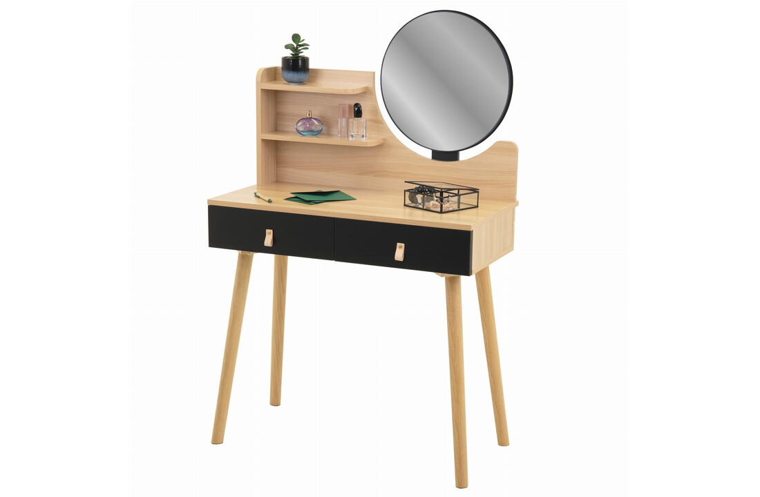 Kaptafel spiegel zwart | Scandi | 120x80x40cm | MDF & Beukenhout