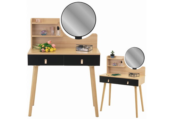 Make up tafel lades | Stijlvolle kaptafel 120x80cm Hout & Zwart