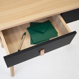 Scandinavische kaptafel met spiegel, hout & zwart, MDF/beukenhout