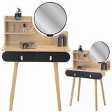 Make up tafel zwart | Scandinavisch | MDF, Beukenhout | 80x40x120 cm