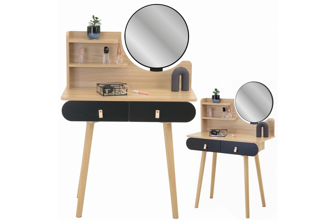 Cosmetica tafel met lades - Kaptafel hout/zwart - 80x40x120 cm