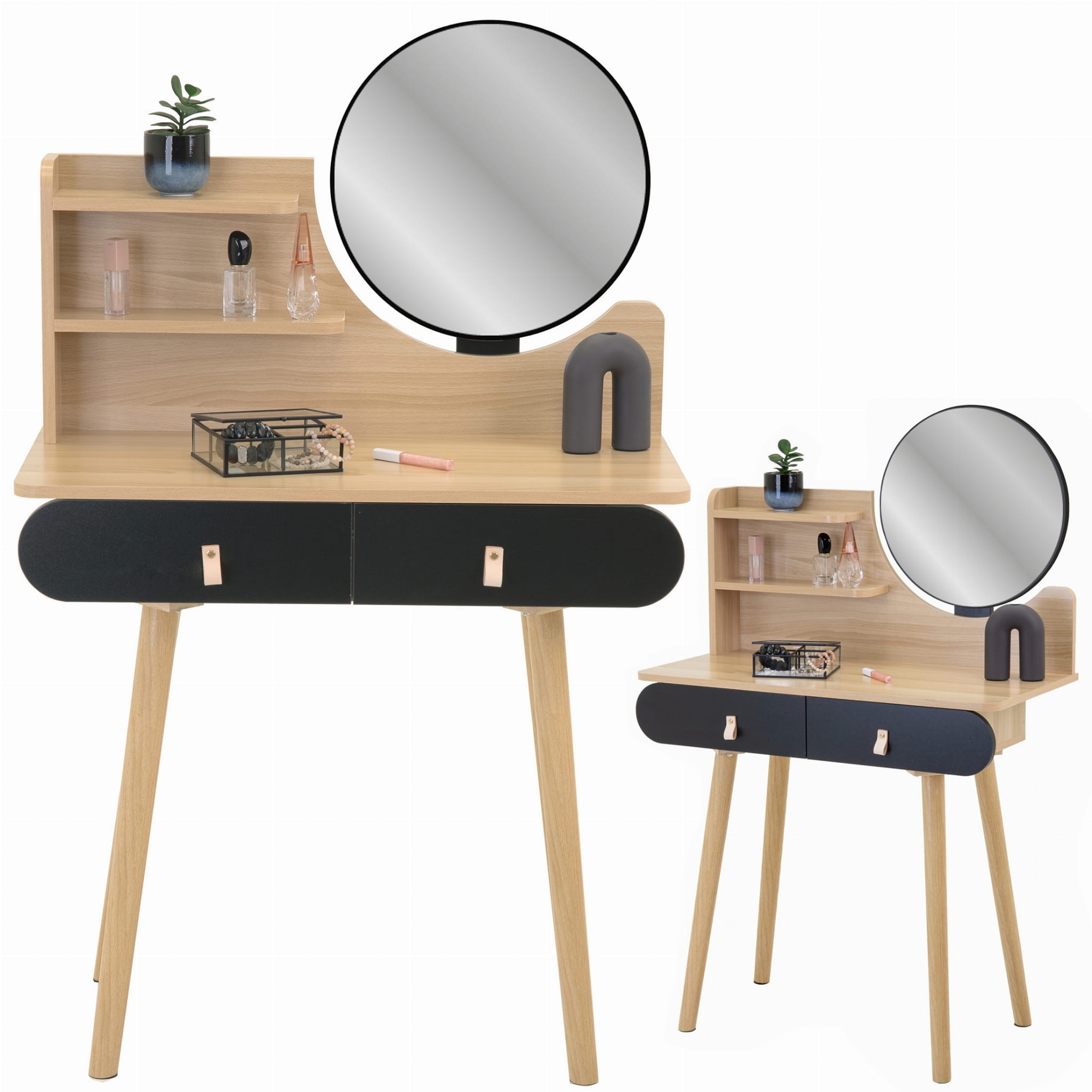 Cosmetica tafel met lades - Kaptafel hout/zwart - 80x40x120 cm