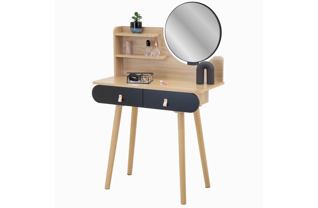 Cosmetica tafel met lades - Kaptafel hout/zwart - 80x40x120 cm