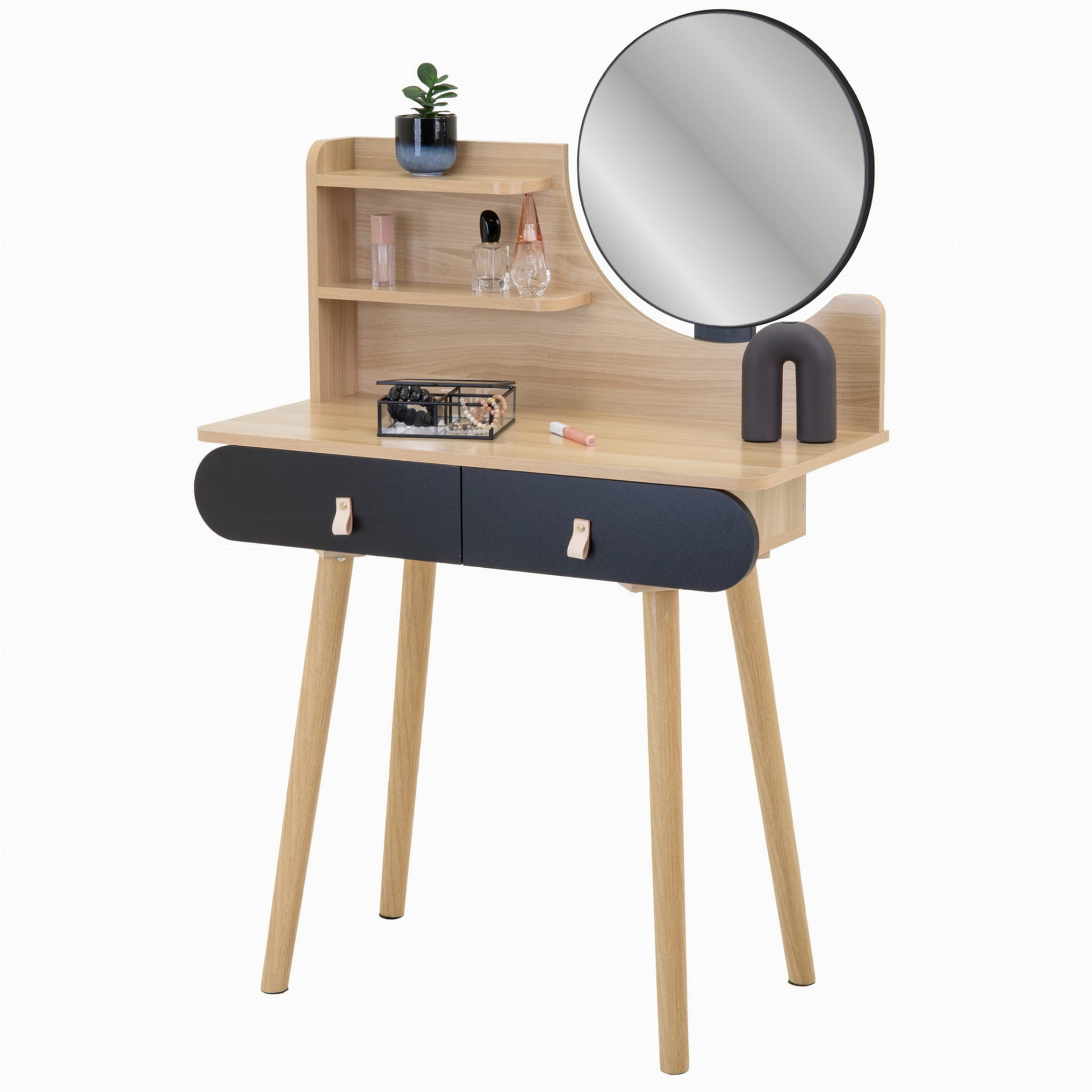 Cosmetica tafel met lades - Kaptafel hout/zwart - 80x40x120 cm