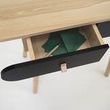 Kaptafel LED spiegel, 120cm Hout/Zwart MDF, 2 Lades