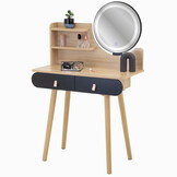 Make up tafel met lades - Zwart hout, 80x40x120 cm