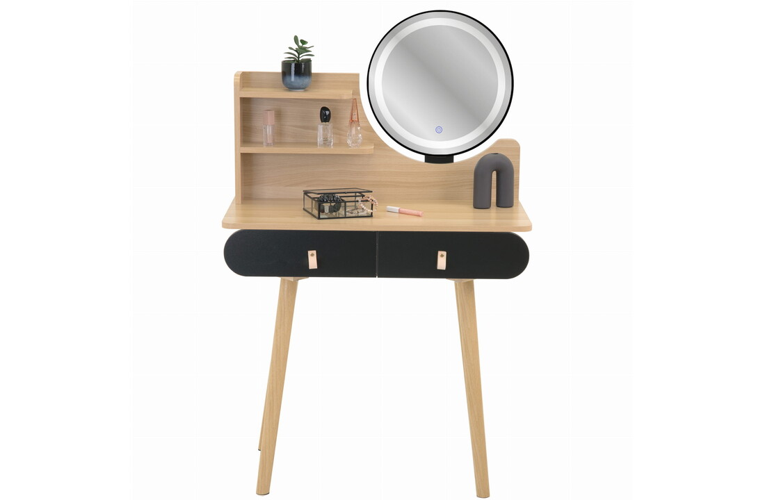 Make up tafel zwart hout met LED spiegel | 120x80x40cm MDF/beukenhout